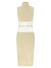 Elisabetta Franchi Turtleneck Sleeveless Dress Open Back In White