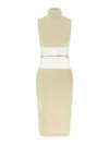 Elisabetta Franchi Turtleneck Sleeveless Dress Open Back In White
