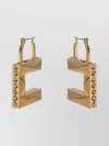 Elisabetta Franchi Geometric Hoop Earrings Textured Stones In Gold