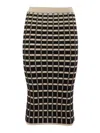 Elisabetta Franchi Geometric Knit Pencil Skirt In Multi