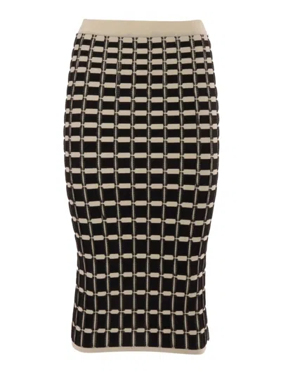 Elisabetta Franchi Geometric Knit Pencil Skirt