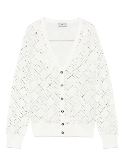 Elisabetta Franchi Geometric-pattern Cardigan In White
