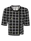 Elisabetta Franchi Geometric Pattern Cropped Jacket In Black