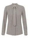Elisabetta Franchi Geometric Pattern Shirt With Tailored Fit In Neutral