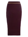 Elisabetta Franchi Diamond Knit Skirt With Merlot Jewel Detail In Burgundy