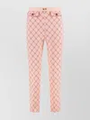 Elisabetta Franchi Geometric Pattern Slim Fit Trousers In Pink