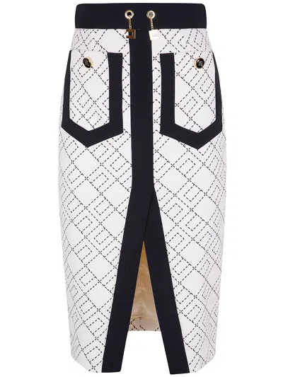 ELISABETTA FRANCHI ELISABETTA FRANCHI GEOMETRIC PATTERNED MIDI SKIRT
