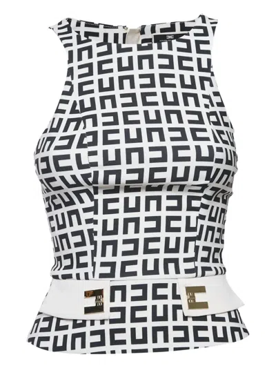Pre-owned Elisabetta Franchi Geometric-print Sleeveless Top In Neutral