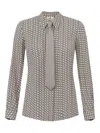 Elisabetta Franchi Geometric Pattern Shirt With Tailored Fit In Neutral