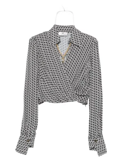 Elisabetta Franchi Geometric-print Wrap Top In Gray