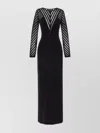 Elisabetta Franchi Geometric Silhouette Dress With Sheer Striped Sleeves