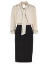 Elisabetta Franchi Viscose Blend Midi Dress With Detachable Skirt