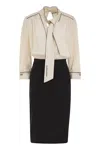Elisabetta Franchi Viscose Blend Midi Dress With Detachable Skirt