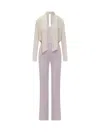 Elisabetta Franchi Georgette And Crepe Jumpsuit With Piping