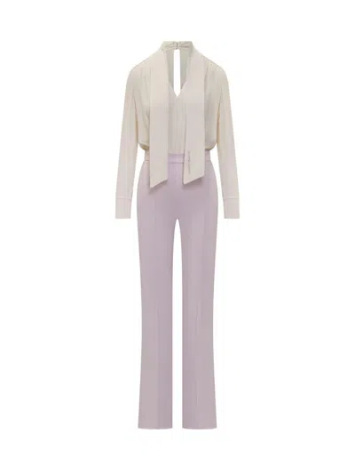 Elisabetta Franchi Georgette And Crepe Jumpsuit With Piping