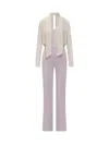 Elisabetta Franchi Georgette And Crepe Jumpsuit With Piping