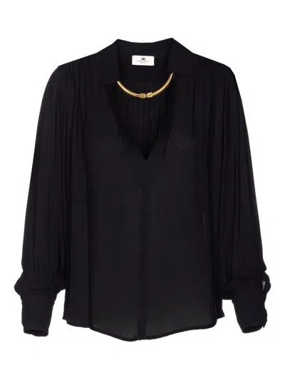 Elisabetta Franchi Georgette Blouse In Black