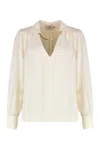 Elisabetta Franchi Viscose Georgette Shirt With Removable Necklace Detail In Neutral