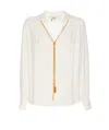 Elisabetta Franchi Georgette Blouse With Charms Necklace In White