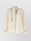 Elisabetta Franchi Georgette Blouse With Contrast Piping And Neck Tie