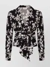 Elisabetta Franchi Georgette Blouse With Floral Pattern And Waist Sash