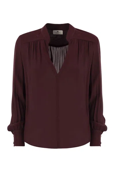 ELISABETTA FRANCHI ELISABETTA FRANCHI GEORGETTE BLOUSE WITH STRIPED PATTERN