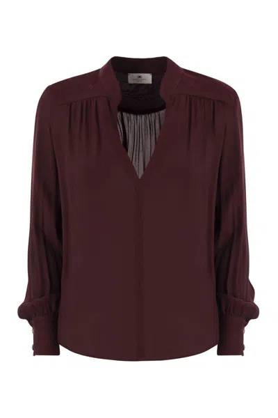 ELISABETTA FRANCHI ELISABETTA FRANCHI GEORGETTE BLOUSE WITH STRIPED PATTERN