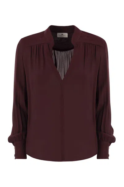 ELISABETTA FRANCHI ELISABETTA FRANCHI GEORGETTE BLOUSE WITH STRIPED PATTERN