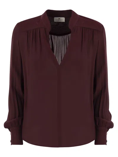 Elisabetta Franchi Women's Georgette Blouse With Striped Pattern Shirt In Red