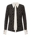 Elisabetta Franchi Georgette Blouse With Two-colour Print In Black