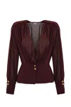 Elisabetta Franchi Georgette Blouse In Rouge Noir