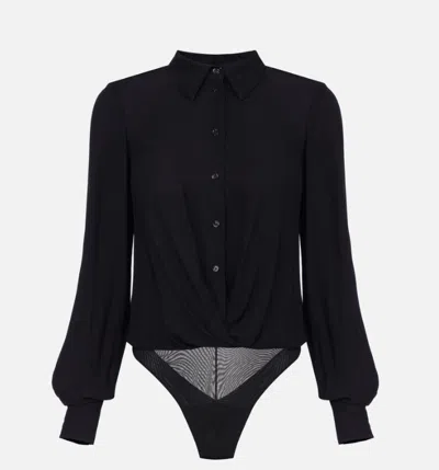 Elisabetta Franchi Twist-front Button Bodysuit In Black