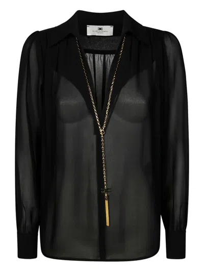 ELISABETTA FRANCHI GEORGETTE BUTTONED COLLARED SHIRT