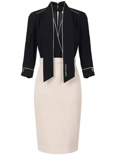 Elisabetta Franchi Piped-trim Tie-neck Blouse In Black