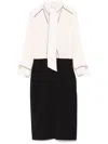 Elisabetta Franchi Georgette Crepe Midi Dress In Neutrals