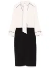 Elisabetta Franchi Georgette Crepe Midi Dress In Neutrals