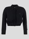 Elisabetta Franchi Georgette Cropped Blouse In Black