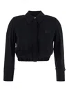 Elisabetta Franchi Georgette Cropped Blouse In Black