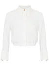Elisabetta Franchi Georgette Cropped Blouse In Ivory