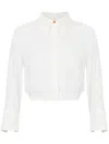 Elisabetta Franchi Georgette Cropped Blouse In Weiss
