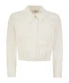 Elisabetta Franchi Georgette Cropped Shirt With Elastic Band In White