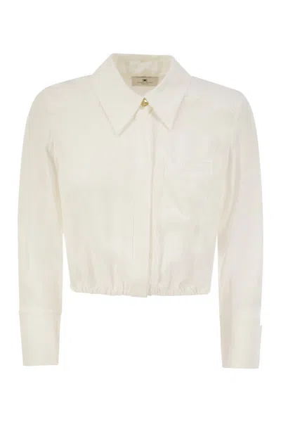 ELISABETTA FRANCHI ELISABETTA FRANCHI GEORGETTE CROPPED SHIRT WITH ELASTIC BAND