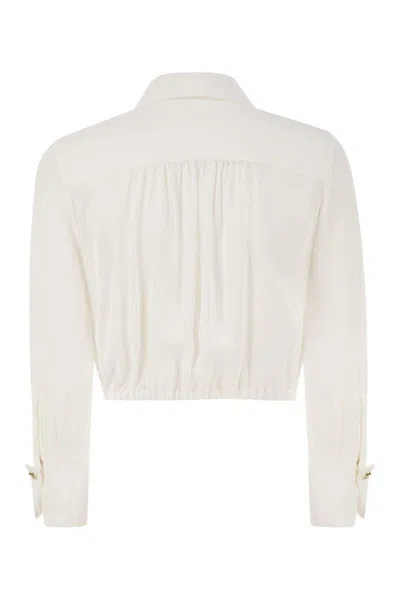 ELISABETTA FRANCHI ELISABETTA FRANCHI GEORGETTE CROPPED SHIRT WITH ELASTIC BAND