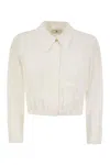 Elisabetta Franchi Georgette Cropped Shirt With Elastic Band In White