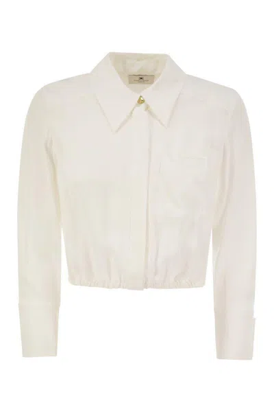 ELISABETTA FRANCHI ELISABETTA FRANCHI GEORGETTE CROPPED SHIRT WITH ELASTIC BAND
