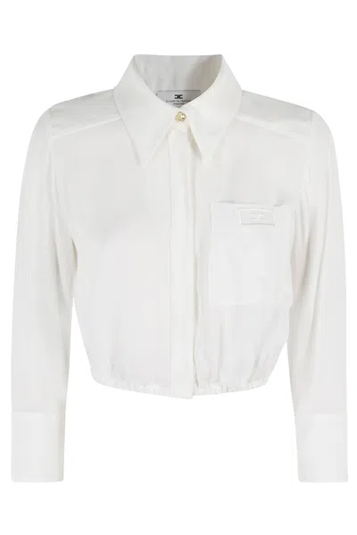 ELISABETTA FRANCHI GEORGETTE CROPPED SHIRT WITH ELASTIC BAND