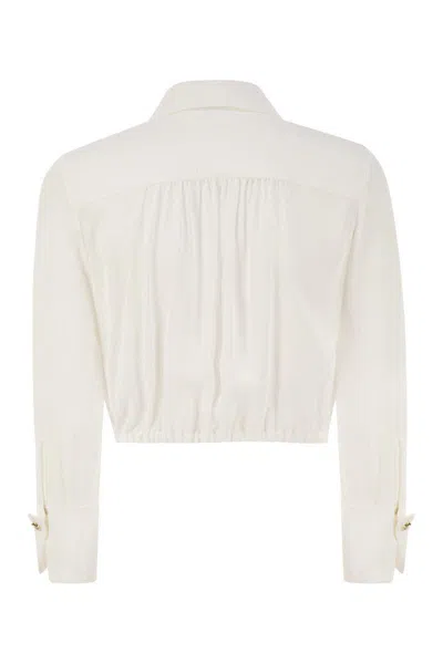 ELISABETTA FRANCHI ELISABETTA FRANCHI GEORGETTE CROPPED SHIRT WITH ELASTIC BAND