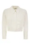 Elisabetta Franchi Georgette Cropped Shirt With Elastic Band In Neutral