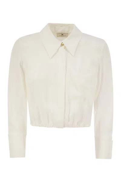 ELISABETTA FRANCHI ELISABETTA FRANCHI GEORGETTE CROPPED SHIRT WITH ELASTIC BAND