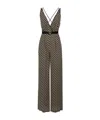 Elisabetta Franchi Black Diamond Print Georgette Jumpsuit In Black